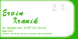 ervin kranik business card